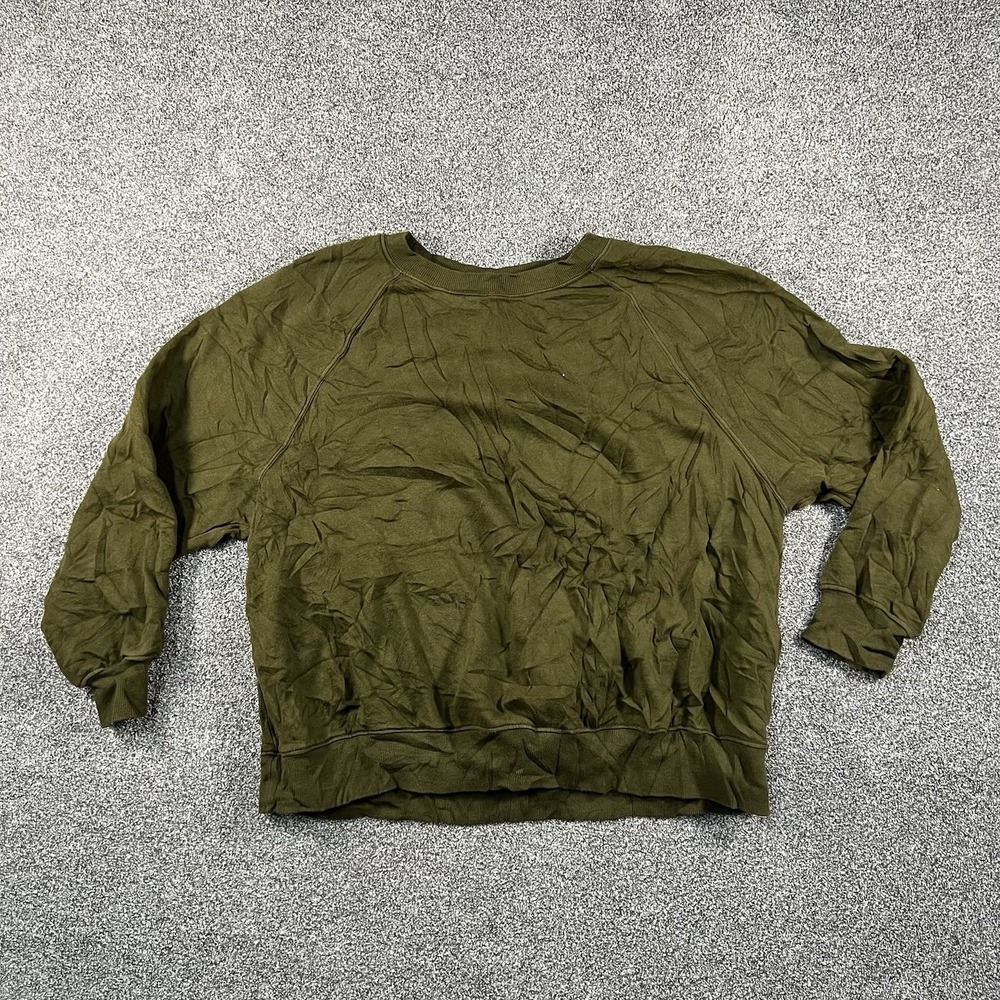 Old Navy Womens M Olive Green Oversized Crewneck Sweatshirt Pullover Casual